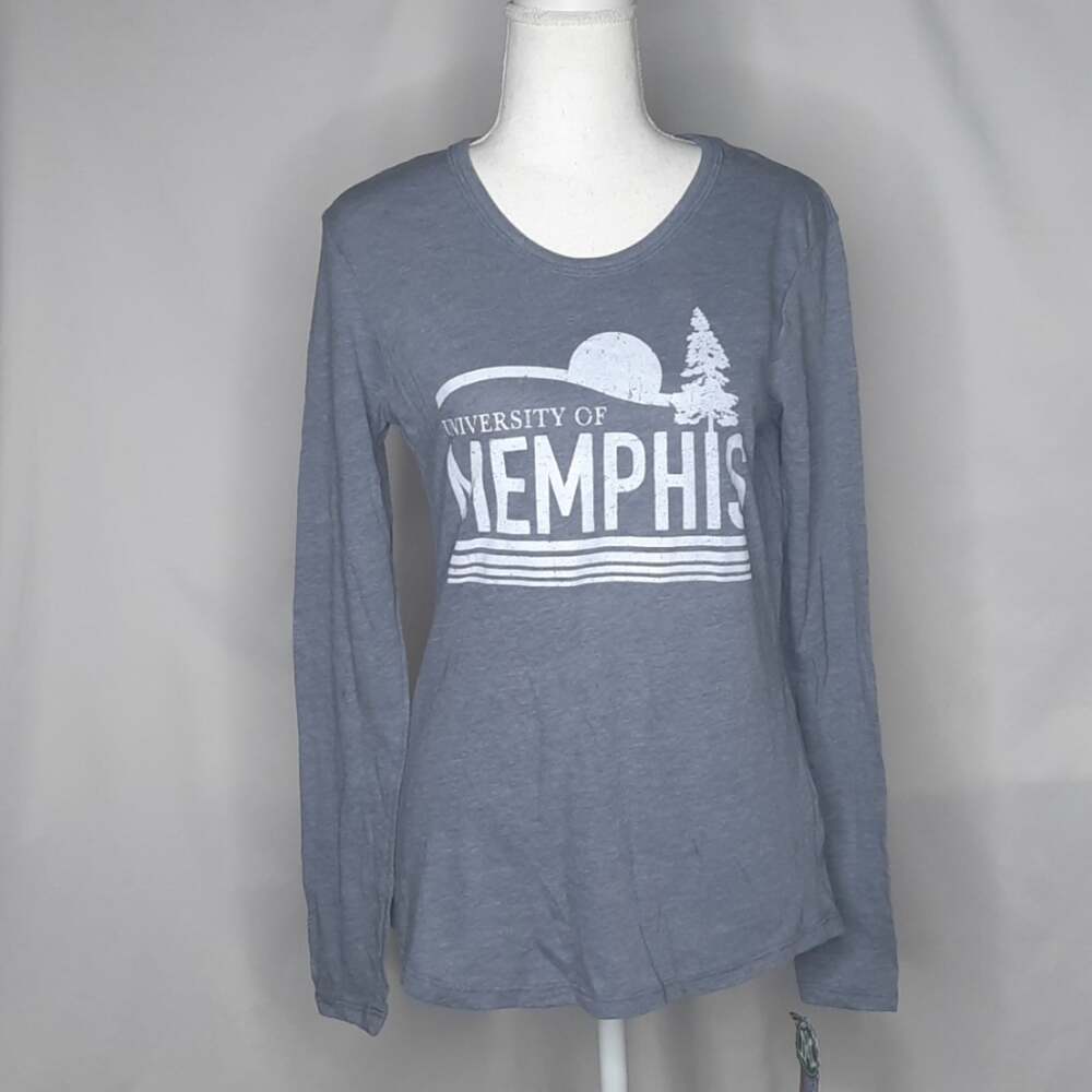 Alma Mater Women's University of Memphis Long Sleeve Graphic Tee Blue Gray Med